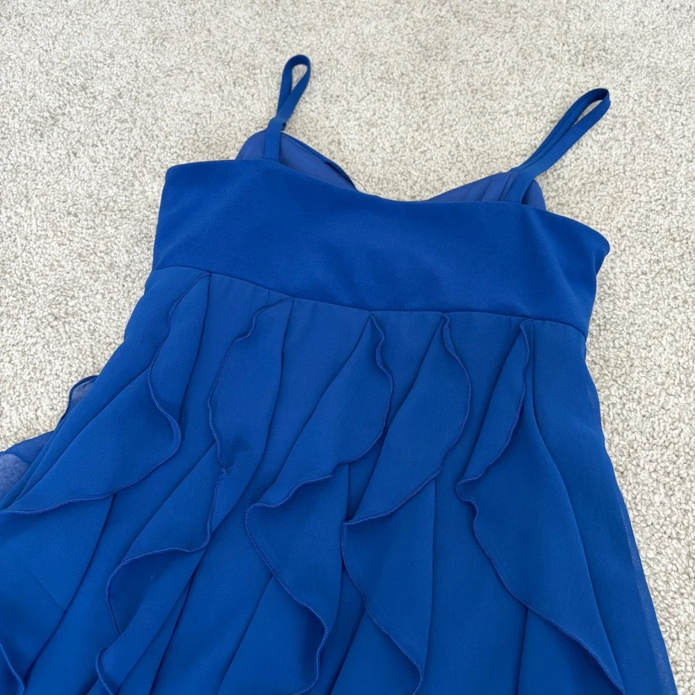 Joseph Ribkoff Y2K Ruffle Cocktail Dress Womens 6 Blue Empire Waist - Picture 9 of 9
